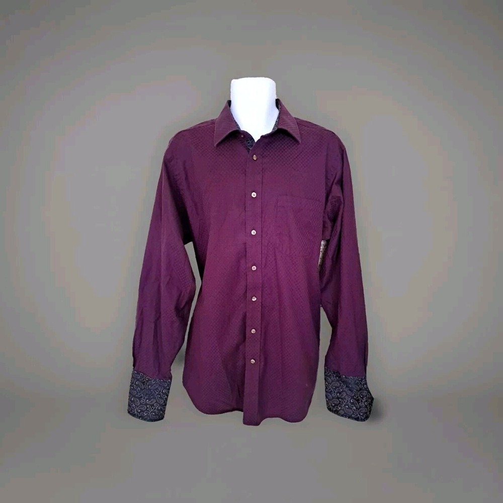 Paul Frederick Shirt 17-36 Dark Plum Imperial 100s Two Ply Cotton‎ Dobby Dress